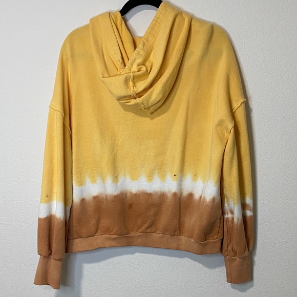 Roxy XL Tie Dye Yellow and Brown Hoodie Sweatshirt Pullover - Picture 2 of 8